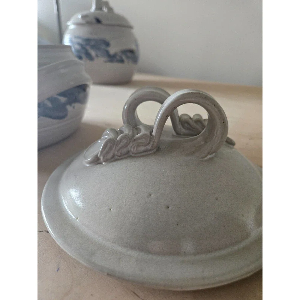 Rusty‎ Miller Signed Studio Pottery Soup tureen bowls serving tray casserole set